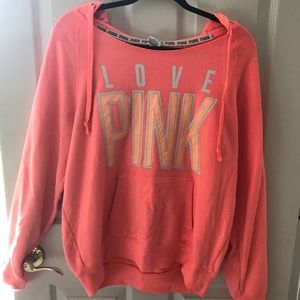 Coral wide neck PINK hoodie